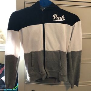 Striped zip up hoodie